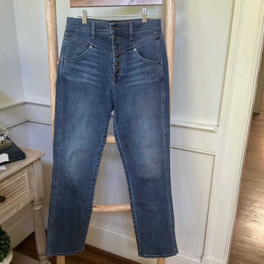 Veronica Beard Jeans‎ Womens 29 Blue High Rise Button Fly Straight Leg Denim LA